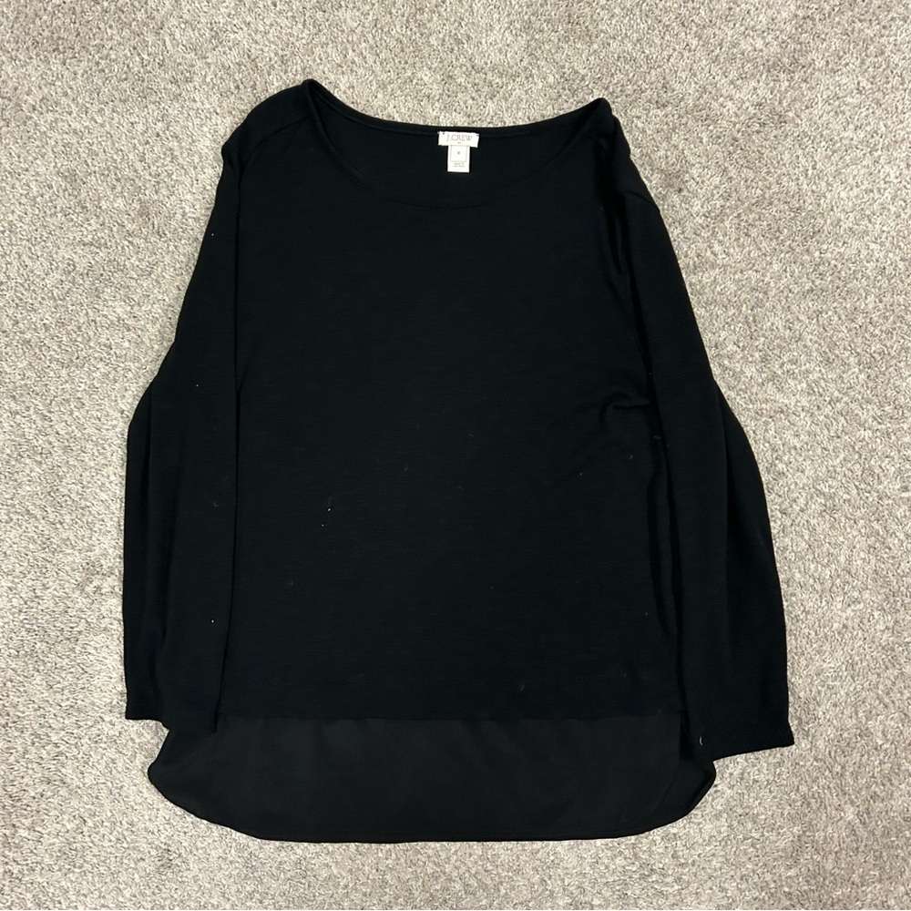 J Crew Long Sleeve Top with Silky Hem Women’s Medium Black Blouse